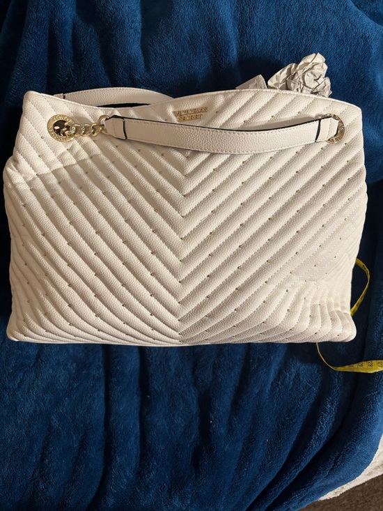 Victoria's Secret Handbags - Victoria's Secret White Quilted Tote with Gold Hardware